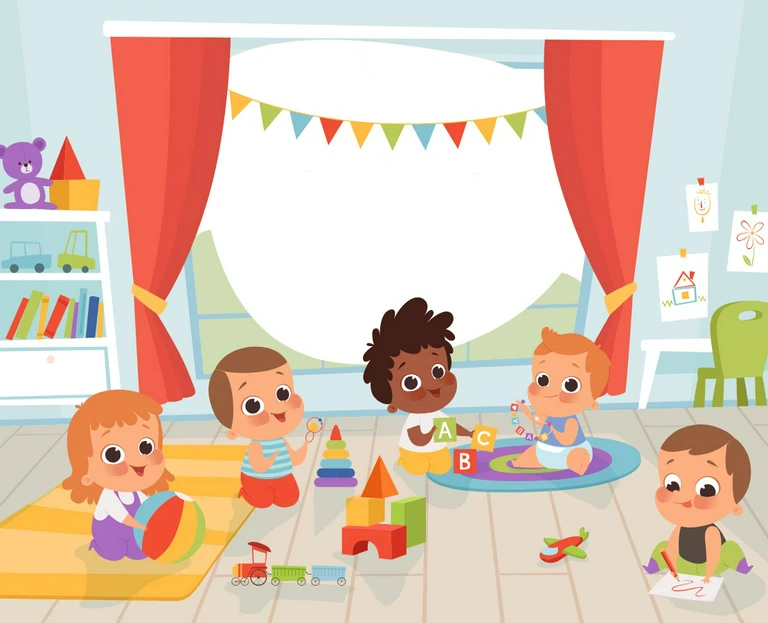 rysunek dzieci w salonie